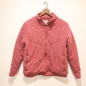 TITLE NINE heathered pink red quilted zip up sweater jacket M